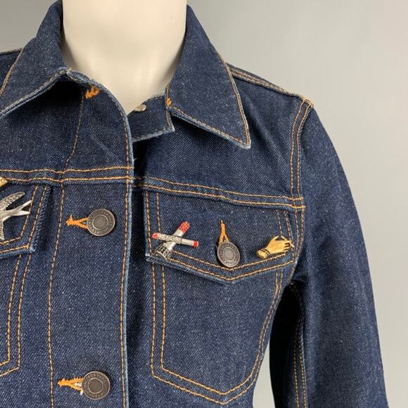 MARC JACOBS Size M Indigo Denim Contrast Stitch Pins Jacket - Picture 2 of 6